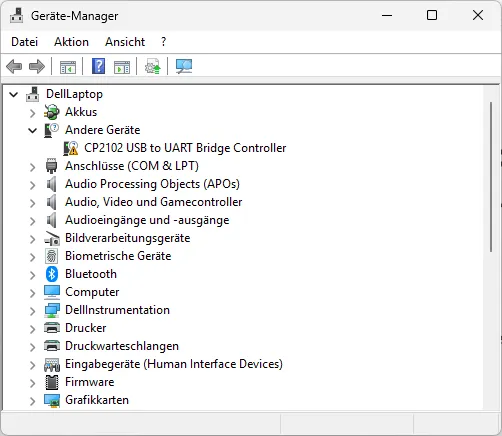 Microsoft Windows - CP2102 - Mikrocontroller nicht erkannt