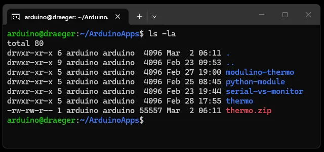 komprimierter Projektordner